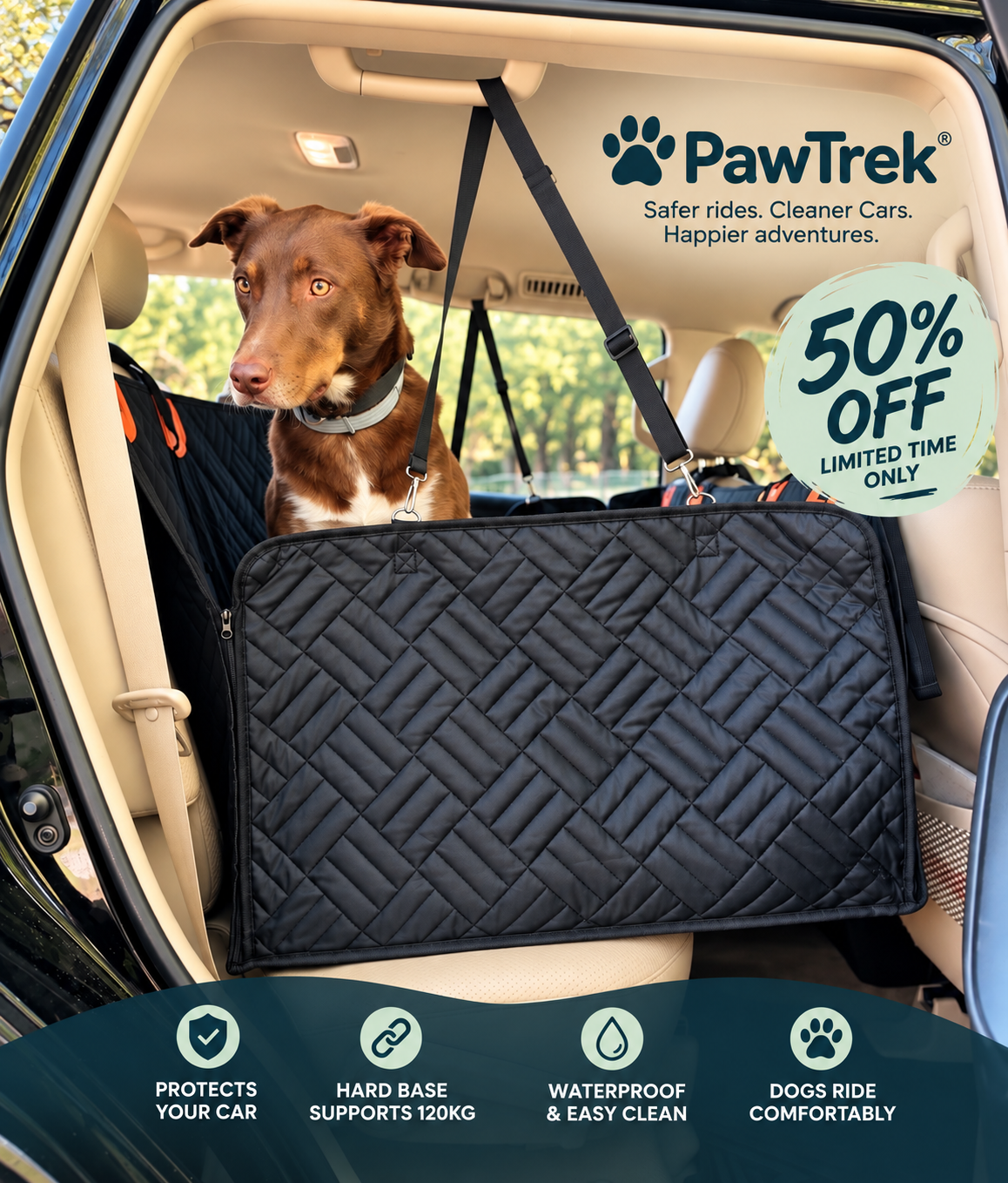 PawTrek Hard Base Dog Seat Cover